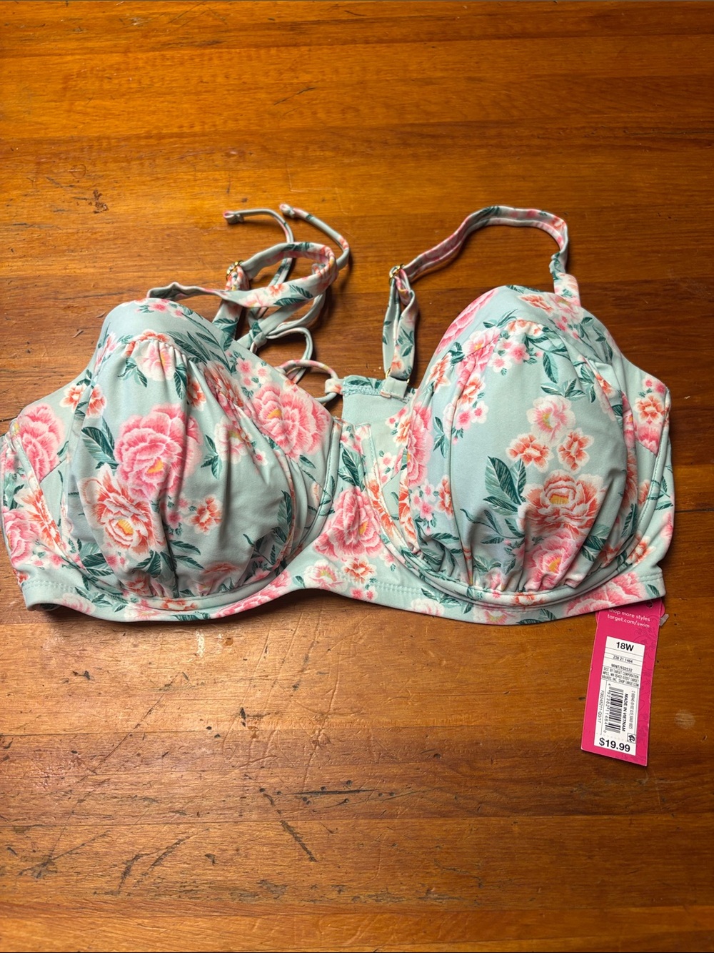Xhilaration Mint Green Floral Underwire Bikini Top